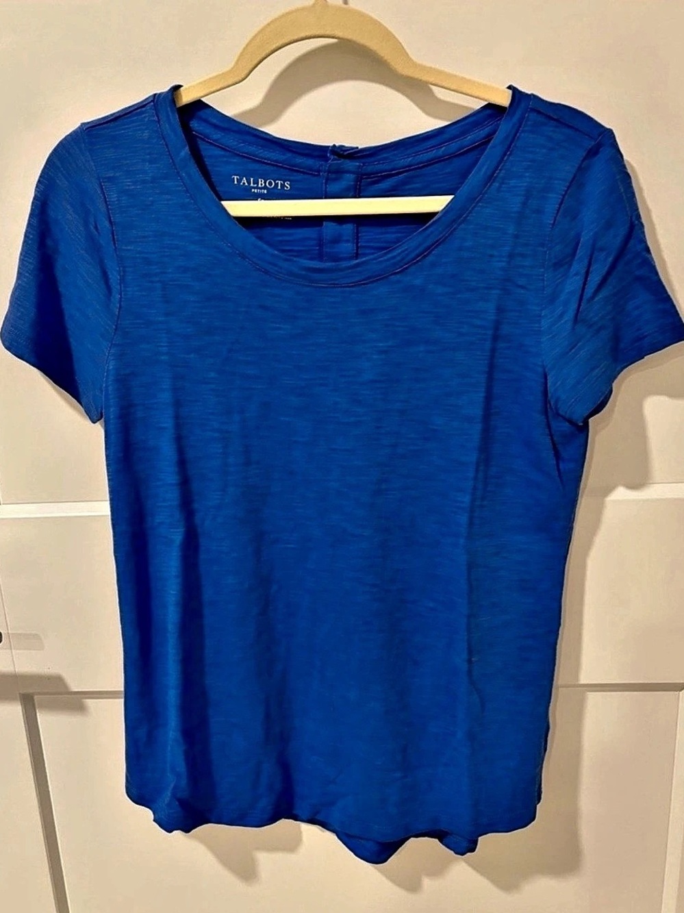 Talbots Royal Blue Scoop Neck Knit Tee Short Sleeve